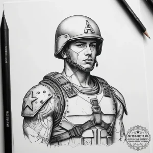 Tattoo sketch soldier with a pencil, tattoo s... - эскиз тату (№1757961949_0, 15.09.2025 18:45) — tattoo-photo.ru