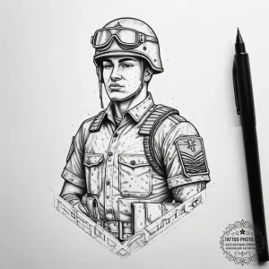 Tattoo sketch soldier with a letter, tattoo f... - эскиз тату (№1757962140_0, 15.09.2025 18:49) — tattoo-photo.ru