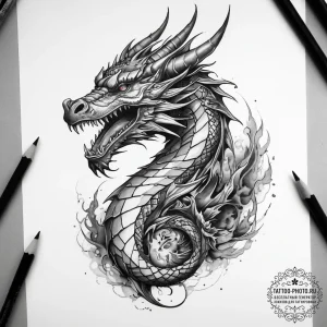 Tattoo sketch sketch дракон, tattoo sketch de... - эскиз тату (№1757962531_0, 15.09.2025 18:55) — tattoo-photo.ru