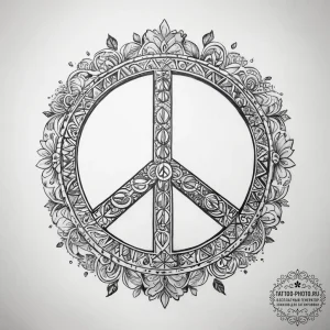 Tattoo sketch hippie movement with a peace si... - эскиз тату (№1757962922_0, 15.09.2025 19:02) — tattoo-photo.ru