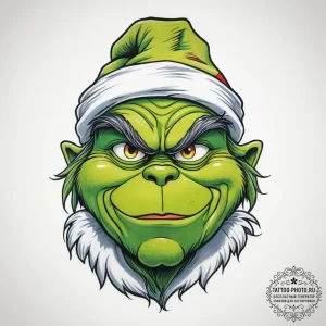 Tattoo sketch the grinch with a foot, ink ill... - эскиз тату (№1757965286_0, 15.09.2025 19:41) — tattoo-photo.ru