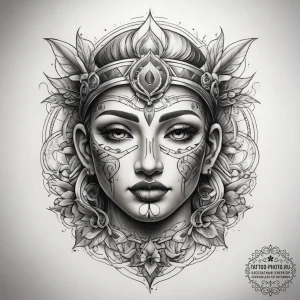 Tattoo sketch sacred character, artistic tatt... - эскиз тату (№1757966271_0, 15.09.2025 19:57) — tattoo-photo.ru