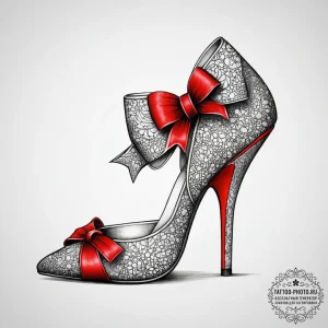 Tattoo sketch high heel with bow, tattoo draw... - эскиз тату (№1757967062_0, 15.09.2025 20:11) — tattoo-photo.ru