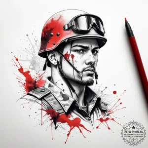 Tattoo sketch soldier with a map, tattoo draw... - эскиз тату (№1757967850_0, 15.09.2025 20:24) — tattoo-photo.ru