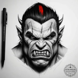 Tattoo sketch half-orc anger, concept art for... - эскиз тату (№1757968850_0, 15.09.2025 20:40) — tattoo-photo.ru
