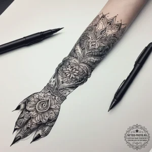 Tattoo sketch hands with a pen, concept art f... - эскиз тату (№1757969445_0, 15.09.2025 20:50) — tattoo-photo.ru