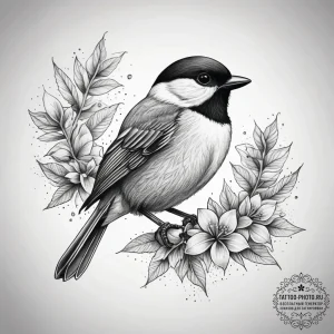 Tattoo sketch chickadee, tattoo line art, on... - эскиз тату (№1757974791_0, 15.09.2025 22:19) — tattoo-photo.ru