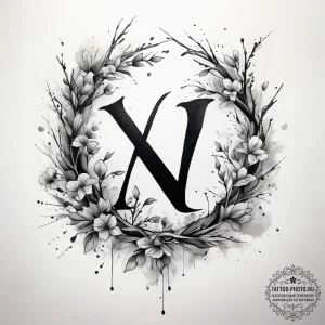 Tattoo sketch wunjo rune with a branch of a b... - эскиз тату (№1757974990_0, 15.09.2025 22:23) — tattoo-photo.ru