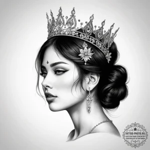 Tattoo sketch tiara tattoo - эскиз тату (№1757975579_0, 15.09.2025 22:32) — tattoo-photo.ru