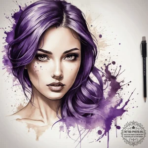 Tattoo sketch purple, ink illustration for ta... - эскиз тату (№1757977377_0, 15.09.2025 23:02) — tattoo-photo.ru
