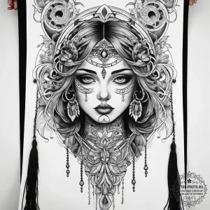 Tattoo sketch rug with tassels, tattoo line a... - эскиз тату (№1757977570_0, 15.09.2025 23:06) — tattoo-photo.ru