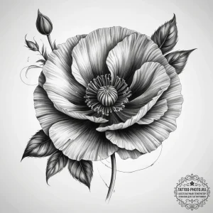 Tattoo sketch poppy, concept art for tattoo,... - эскиз тату (№1757978160_0, 15.09.2025 23:16) — tattoo-photo.ru