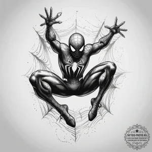 Tattoo sketch spider-man swinging silhouette,... - эскиз тату (№1757979137_0, 15.09.2025 23:32) — tattoo-photo.ru