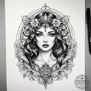 Tattoo sketch divine love, tattoo sketch desi... - эскиз тату (№1757980715_0, 15.09.2025 23:58) — tattoo-photo.ru