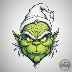 Tattoo sketch the grinch with a hair, tattoo... - эскиз тату (№1757981293_0, 16.09.2025 00:08) — tattoo-photo.ru