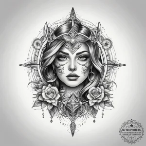 Tattoo sketch cosmic self, ink illustration f... - эскиз тату (№1757984237_0, 16.09.2025 00:57) — tattoo-photo.ru