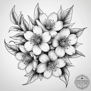 Tattoo sketch узор в виде сакуры, tattoo flas... - эскиз тату (№1757986020_0, 16.09.2025 01:27) — tattoo-photo.ru