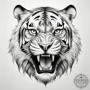Tattoo sketch sabertooth tiger - эскиз тату (№1757986611_0, 16.09.2025 01:36) — tattoo-photo.ru