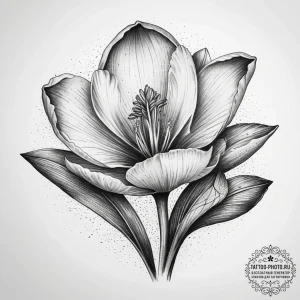 Tattoo sketch crocus flower, artistic tattoo... - эскиз тату (№1757989392_0, 16.09.2025 02:23) — tattoo-photo.ru