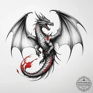 Tattoo sketch wyvern tail, tattoo flash sheet... - эскиз тату (№1757989790_0, 16.09.2025 02:29) — tattoo-photo.ru