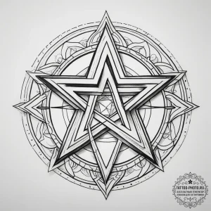 Tattoo sketch pentagram in a circle - эскиз тату (№1757991553_0, 16.09.2025 02:59) — tattoo-photo.ru