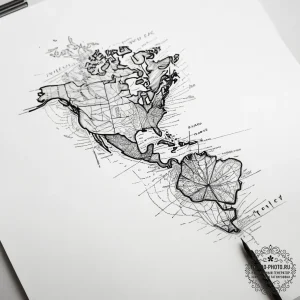 Tattoo sketch william clark with a map, conce... - эскиз тату (№1757991748_0, 16.09.2025 03:02) — tattoo-photo.ru