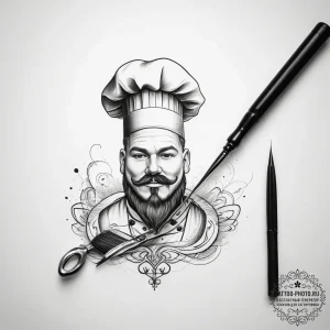Tattoo sketch chef whisk and spoon - эскиз тату (№1757993556_0, 16.09.2025 03:32) — tattoo-photo.ru