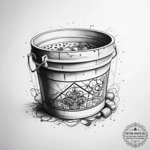 Tattoo sketch bucket with a sponge - эскиз тату (№1757994924_0, 16.09.2025 03:55) — tattoo-photo.ru