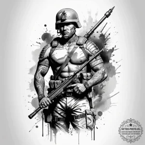 Tattoo sketch soldier with a scroll, tattoo s... - эскиз тату (№1757995512_0, 16.09.2025 04:05) — tattoo-photo.ru