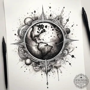 Tattoo sketch cosmic earth, tattoo sketch des... - эскиз тату (№1758003548_0, 16.09.2025 06:19) — tattoo-photo.ru