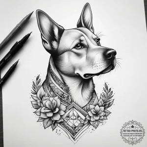 Tattoo sketch vet a person with a dog, tattoo... - эскиз тату (№1758008649_0, 16.09.2025 07:44) — tattoo-photo.ru