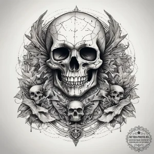 Tattoo sketch treasure map with skull, concep... - эскиз тату (№1758010988_0, 16.09.2025 08:23) — tattoo-photo.ru