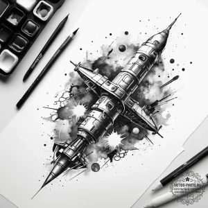 Tattoo sketch space station, ink illustration... - эскиз тату (№1758012737_0, 16.09.2025 08:52) — tattoo-photo.ru