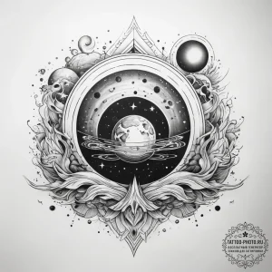 Tattoo sketch cosmic tide - эскиз тату (№1758013711_0, 16.09.2025 09:08) — tattoo-photo.ru