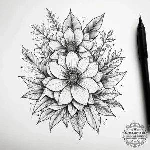 Tattoo sketch botanical garden, artistic tatt... - эскиз тату (№1758014685_0, 16.09.2025 09:24) — tattoo-photo.ru