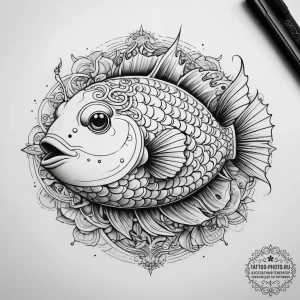 Tattoo sketch blowfish, ink illustration for... - эскиз тату (№1758014881_0, 16.09.2025 09:28) — tattoo-photo.ru