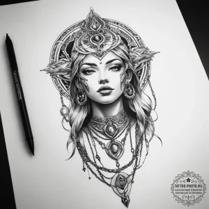 Tattoo sketch spirit chain - эскиз тату (№1758015658_0, 16.09.2025 09:40) — tattoo-photo.ru