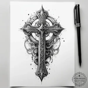 Tattoo sketch scepter, tattoo line art, water... - эскиз тату (№1758019191_0, 16.09.2025 10:39) — tattoo-photo.ru