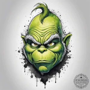 Tattoo sketch the grinch with a skin, tattoo... - эскиз тату (№1758019578_0, 16.09.2025 10:46) — tattoo-photo.ru
