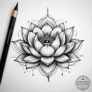 Tattoo sketch lotus flower with a third eye,... - эскиз тату (№1758020168_0, 16.09.2025 10:56) — tattoo-photo.ru
