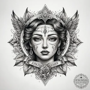 Tattoo sketch historical painting with a quot... - эскиз тату (№1758021919_0, 16.09.2025 11:25) — tattoo-photo.ru