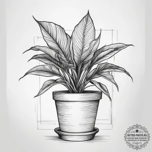 Tattoo sketch house plant on a window sill, c... - эскиз тату (№1758033374_0, 16.09.2025 14:36) — tattoo-photo.ru