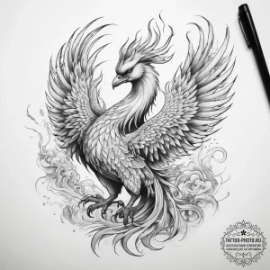 Tattoo sketch chinese phoenix - эскиз тату (№1758035175_0, 16.09.2025 15:06) — tattoo-photo.ru