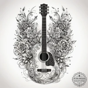 Tattoo sketch blues guitar, artistic tattoo s... - эскиз тату (№1758036742_0, 16.09.2025 15:32) — tattoo-photo.ru
