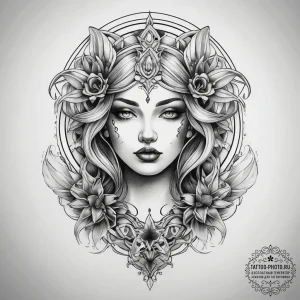 Tattoo sketch shadow, tattoo line art, on a c... - эскиз тату (№1758037326_0, 16.09.2025 15:42) — tattoo-photo.ru