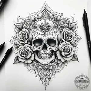 Tattoo sketch cosmic fount, ink illustration... - эскиз тату (№1758039890_0, 16.09.2025 16:24) — tattoo-photo.ru