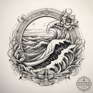 Tattoo sketch graceful waves, tattoo drawing... - эскиз тату (№1758040669_0, 16.09.2025 16:37) — tattoo-photo.ru