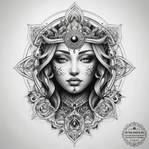 Tattoo sketch sacred soul - эскиз тату (№1758041257_0, 16.09.2025 16:47) — tattoo-photo.ru