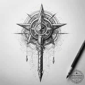 Tattoo sketch wizard staff, concept art for t... - эскиз тату (№1758041835_0, 16.09.2025 16:57) — tattoo-photo.ru