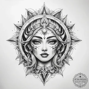 Tattoo sketch cosmic being - эскиз тату (№1758042221_0, 16.09.2025 17:03) — tattoo-photo.ru
